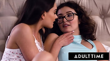 Teen Leana Lovings caught watching porn and kisses her lesbian roommate